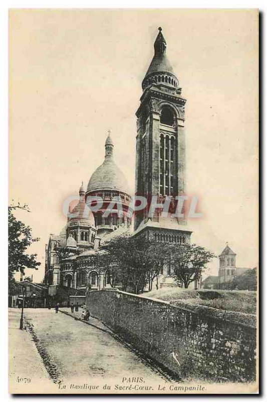 Old Postcard Paris's Sacre Coeur Basilica of the Campanile