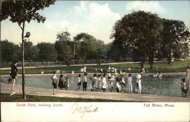 Fall River Massachusetts MA South Park Fountain Wading Pool c1910 Postcard