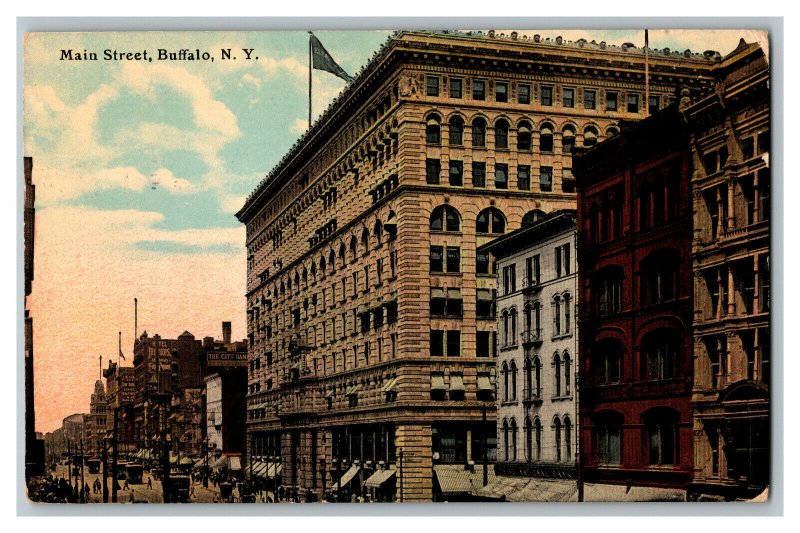 Postcard NY Main Street Buffalo N. Y. New York Vintage Standard View Card c1911 