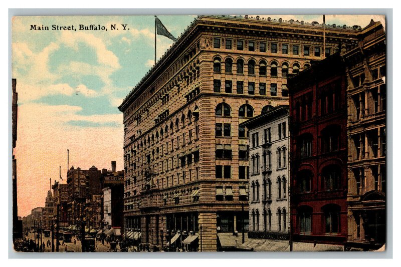 Postcard NY Main Street Buffalo N. Y. New York Vintage Standard View Card c1911