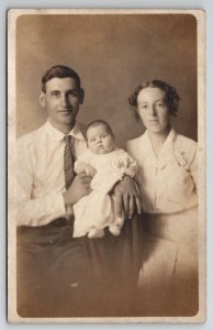 RPPC Man Woman Baby Family Photo Postcard I21