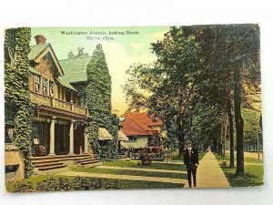 Vintage Postcard 1913 Washington Avenue looking North Elyria OH Ohio 1Cent