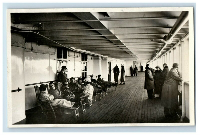 C. 1910 SS Columbus Deck View Norddeutscher Lloyd RPPC Real Photo Postcard F26