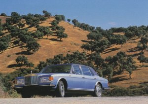 Rolls Royce Metallic Blue Silver Spur Stunning 1980s Car Postcard