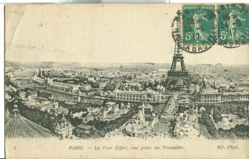 Paris, La Tour Eiffel, vue prise du Trocadero, 1917 used