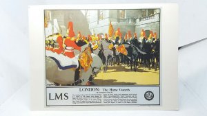 London The Horse Guards Vintage LMS Railway Poster Advertising Postcard C Clark