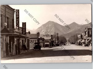 c1940 Street View BUENA VISTA Colorado CO Chaffee County Orpheum Garage RPPC