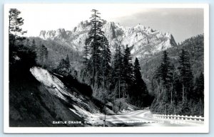 RPPC CASTLE CRAGS, CA California ~ Shasta County ~ View of CRAGS c1940s Postcard