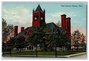 Salem Ohio Postcard High School Exterior Building c1914 Vintage Antique Posted