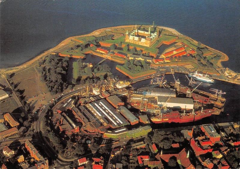 BR85172 aerial view of elsinore with kronborg castle denmark