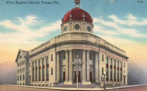 Vintage Postcard 1930's First Baptist Church Historic Parish Building Tampa FL