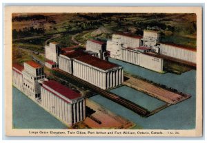 1944 Large Grain Elevators Twin Cities Port Arthur And Fort Williams CA Postcard