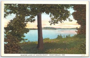 Vintage 1932 Shafer Lake White Point Monticello Indiana Postcard Sunset View