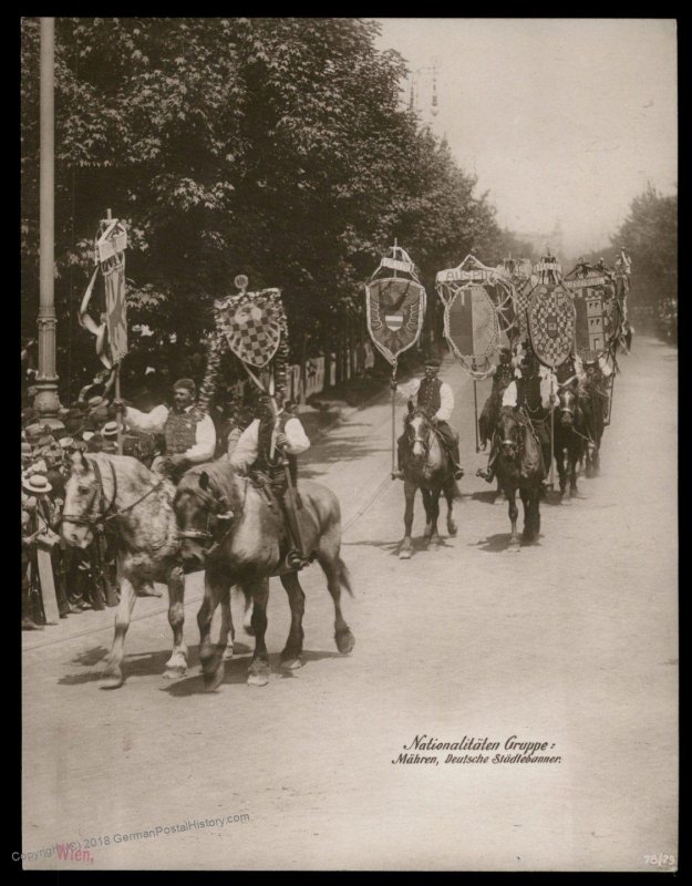 Austria 1908 Kaiser Franz Joseph Huldigungs Festival RPPC Moravia 94836