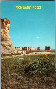 View of Monument Rocks Near Oakley, KS Vintage Postcard D61