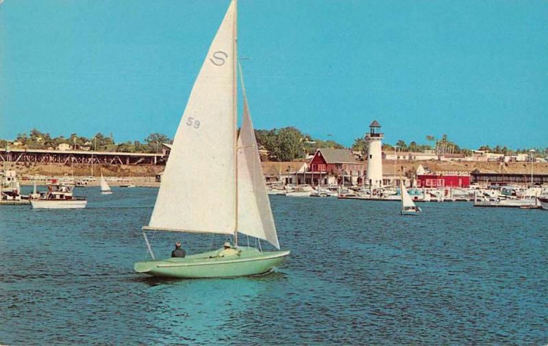 Oceanside California Yacht Harbor Sailboats Vintage Postcard JD933999