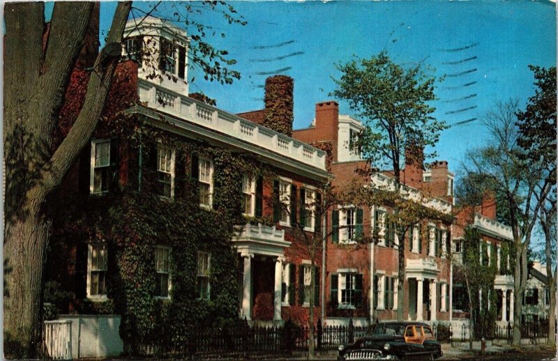 Starbuck Houses Streetview Nantucket Massachusetts Chrome Cancel WOB Postcard 