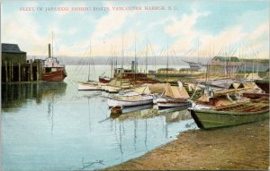 Vancouver British Columbia Fleet of Japanese Fishing Boats Unused Postcard H3