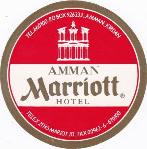 Jordan Amman Marriott Hotel Vintage Luggage Label sk3455