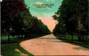 Drive in Riverside Park Logansport Indiana IN UNP 1910s DB Postcard B9