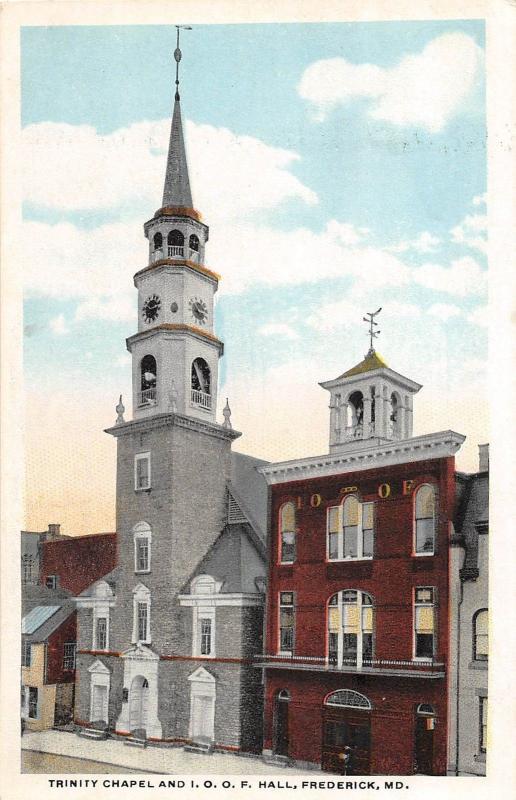 B48/ Frederick Maryland Md Postcard c10 Trinity Chapel I.O.O.F. Hall Odd Fellows