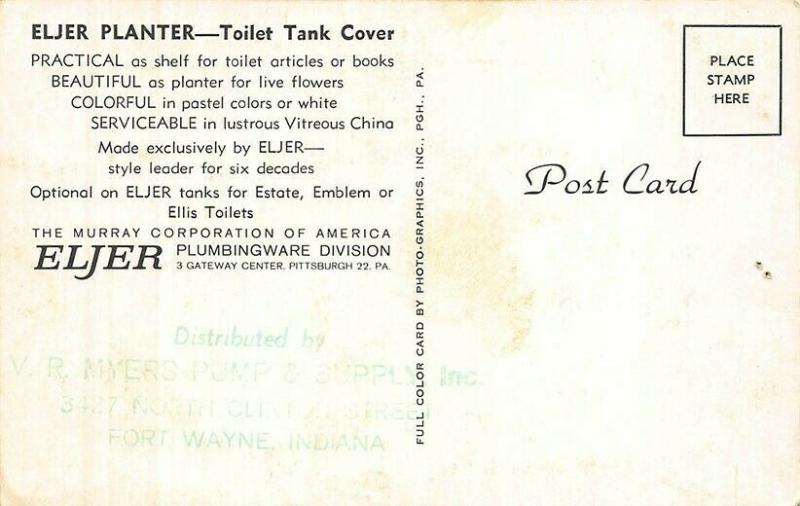 Pittsburgh PA Eljer Plumbing Ware Toilet Bathroom Postcard