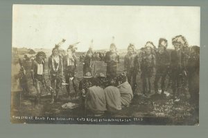 Pine Ridge SOUTH DAKOTA RPPC 1908 SIOUX INDIANS Two Strike Band S.D. BUTCHER