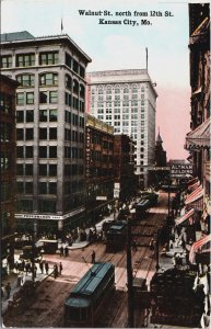 Walnut Street North From 12th Street Kansas City Missouri Vintage Postcard C082