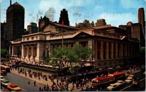 New York Public Library 5th Avenue 42nd Street New York City NYC Postcard 4c Vtg 