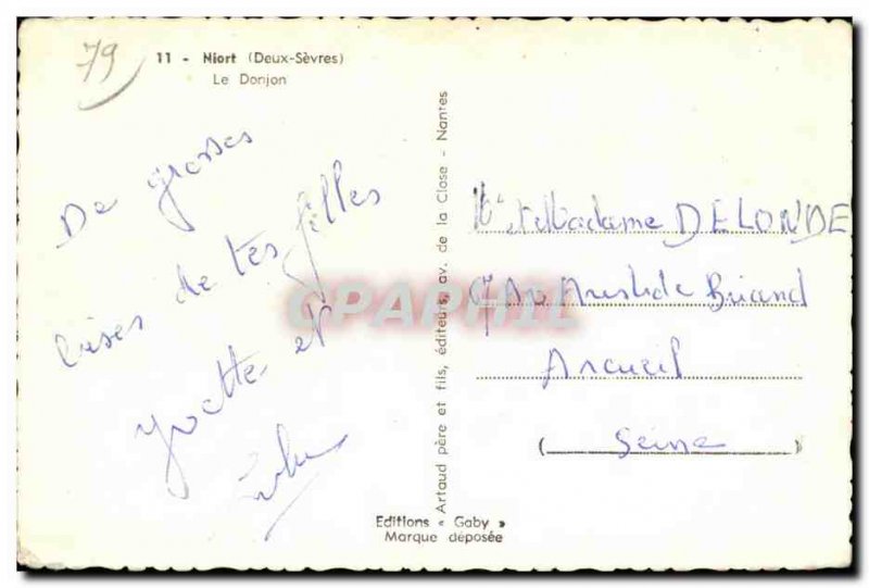 Old Postcard Niort Le Donjon