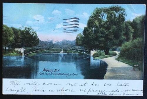 Albany NY Park Lake Bridge Washington Park 1907 Hugh C Leighton Co 2249 