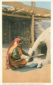 New Mexico Baking Bread Tesuque Detroit Publishing C-1910 Postcard 21-11428