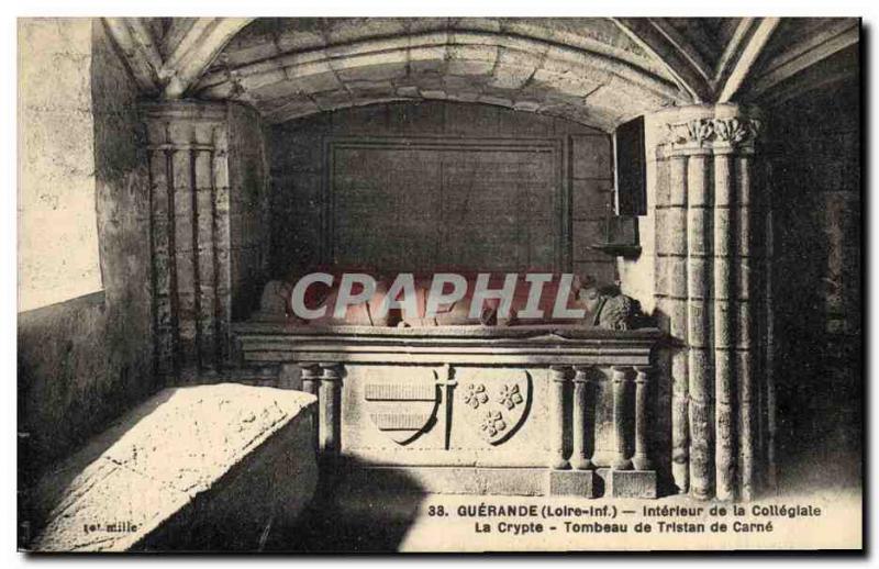 Postcard Old Guerande Interior of collegiate crypt tomb of Tristan Carne