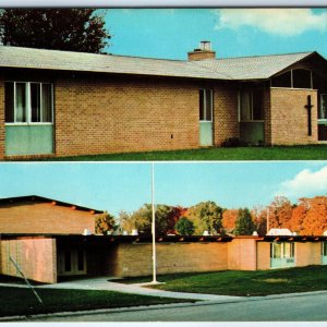 c1960s Maquoketa IA Sacred Heart School Convent Church Chrome Photo PC Vtg A232