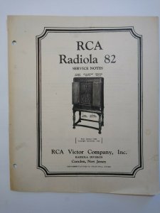 RCA Radiola 82 Vintage Original 1930 Service Notes Manual Radio Victor 12 Pages