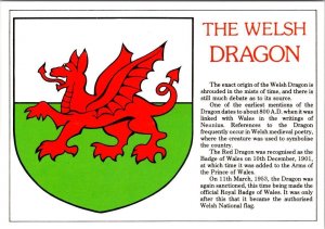 Wales, UK  WELSH FLAG & DRAGON~History & Lore  4X6 Artist's Rendition Postcard