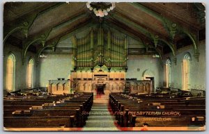 Vtg Fairfield Iowa IA Interior First Presbyterian Church 1910s View Old Postcard