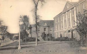 ME, Orono UNIVERSITY OF MAINE Gymnasium & Stevens Hall   c1940's B&W Postcard