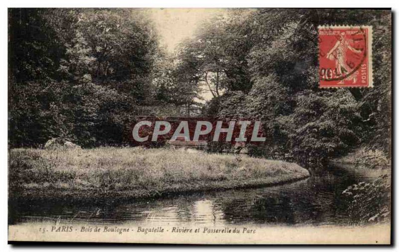 Old Postcard Paris Au Bois de Boulogne Bagatelle River and Gateway Park