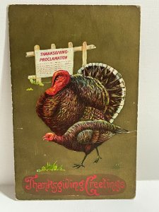 Vintage Postcard Thanksgiving Proclamation Turkey c.1909