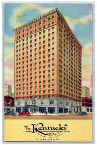 Louisville Kentucky KY Postcard The Kentucky Hotel Building Exterior c1940s Cars