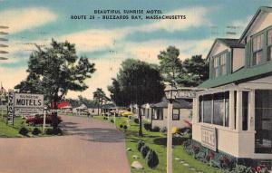 Buzzards Bay Massachusetts Sunrise Motel Street View Antique Postcard K90153