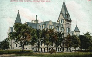 Minneapolis MN-Minnesota, Central High School Campus Building Vintage Postcard