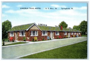 c1940 Lincoln Trail Motel Exterior View Building Springfield Illinois Postcard