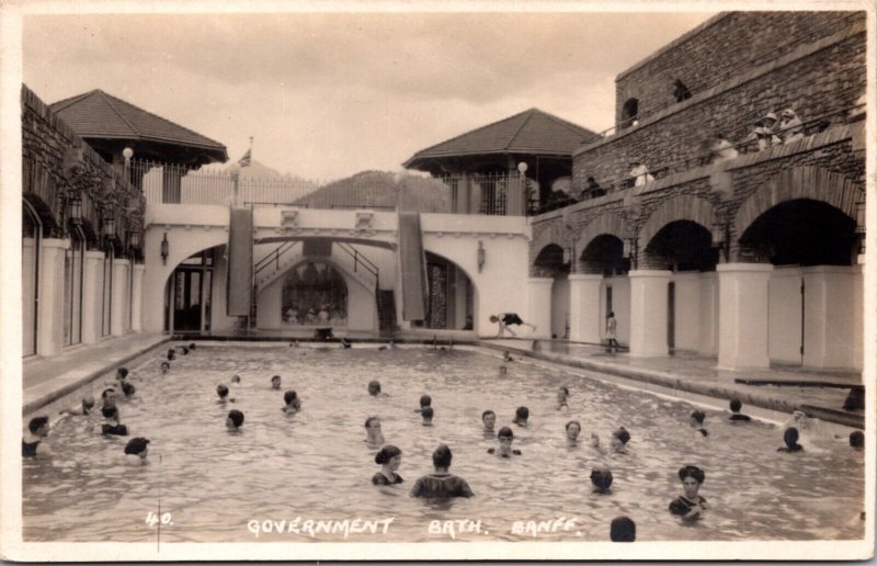 Real Photo Postcard Government Bath in Banff, Alberta, Canada