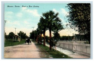 Early Manatee Florida FL Postcard Road To Boat Landing Horse Carriage Street