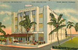 Miami Beach Florida Hotel Biarritz roadside Scheaffer Postcard Beals 21-11308