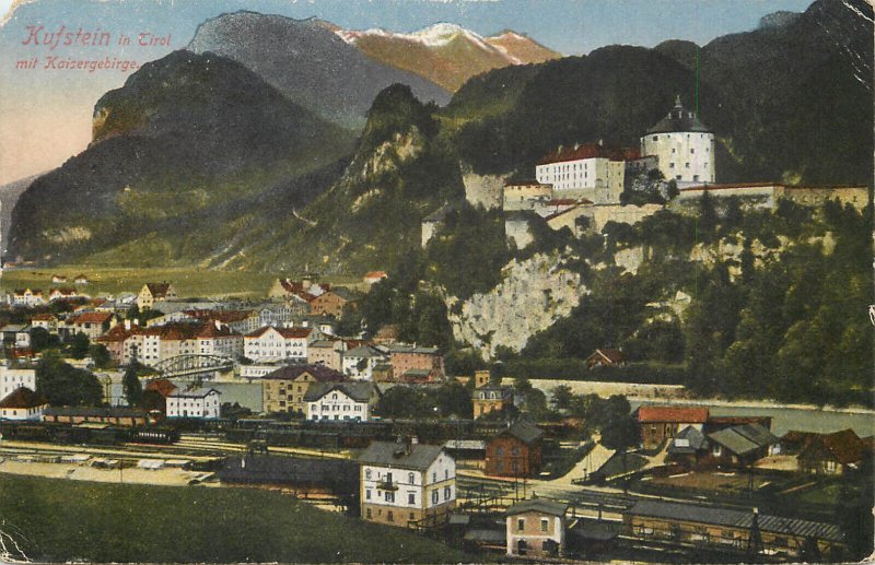 Austria Kufstein in Tirol railway station panorama 1920s