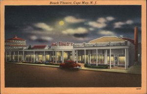 Cape May New Jersey NJ Beach Theatre Colorful Linen Vintage Postcard