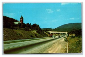 Vintage 1950's Postcard Panoramic View Antique Cars on the Pennsylvania Turnpike
